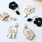 Flower Earrings, Polymer Clay Earrings, Neutral, Beige, White, Black Earrings