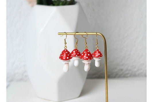 Handmade Mushroom Earrings, Polymer Clay Earrings, Autumn Earrings - Studio Niani
