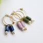 Hoop Earrings with Gemstones and Freshwater Pearls, Lapis Lazuli, Purple Kunzite, Canadian Jade - Studio Niani