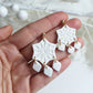 Snowflake Earrings, Polymer Clay Earrings, Winter Earrings, Christmas Earrings, Statement Earrings, Holiday Earrings, White,Glitter,Handmade