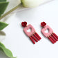 Valentine's Day Earrings, Polymer Clay Earrings, Heart Earrings, Clay Earrings, Floral Earrings, Cute Earrings,Red,Pink,Valentine's Earrings