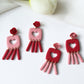 Valentine's Day Earrings, Polymer Clay Earrings, Heart Earrings, Clay Earrings, Floral Earrings, Cute Earrings,Red,Pink,Valentine's Earrings