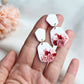 White Earrings, Flower Clay Earrings, Wedding Earrings, Polymer Clay Earrings, Floral Earrings Dangle, Spring Earrings, Valentine's,Handmade