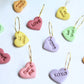 Valentine's Heart Earrings, Hoop Earrings, Conversation Hearts Earrings, Polymer Clay Earrings, Candy Earrings, Handmade, Gift for Her,Love