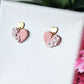 Heart Earrings, Valentine's Day Earrings, Polymer Clay Earrings, Clay Earrings, Floral Earrings, Cute Earrings, Pink, Handmade Jewelry, Gift