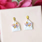 Rose Earrings, Envelope Earrings, Polymer Clay Earrings, Clay Earrings, Floral Earrings, Cute Earrings, Handmade Jewelry, White,Gift for Her