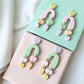Statement Earrings, Geometric Earrings, Pastel Earrings, Polymer Clay Earrings, Handmade jewelry, Statement Earrings Lightweight, Pink,Green