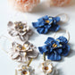 Flower Hoop Earrings, Flower Earrings, Clay Earrings, Floral Earrings, Blue, White, Beige, Hoops, Hoop Earrings, Statement Earrings,Handmade