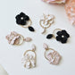Flower Earrings, Polymer Clay Earrings, Clay Earrings, Floral Earrings, Neutral, Beige, White, Black Earrings, Statement Earrings, Handmade