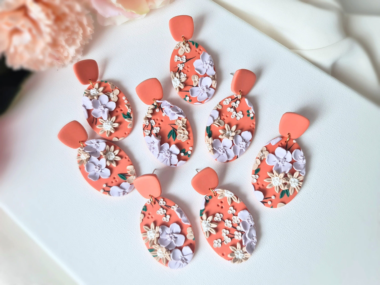 Flower Earrings, Statement Earrings, Flower Earrings Clay, Floral Earrings, Polymer Clay Earrings, Spring, Orange, Daisy Earrings, Handmade