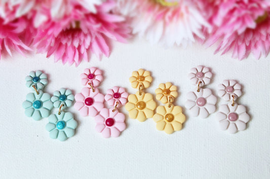 Flower Earrings, Spring Earrings, Polymer Clay Earrings, Clay Earrings, Summer Earrings, Cute Floral Earrings, Dangle Earrings, Handmade