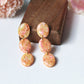 Orange Earrings, Oval Earrings, Elegant Earrings, Marble Earrings, Faux Stone Earrings, Polymer Clay Earrings, Orange and Gold, Handmade