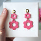 Flower Earrings, Pink Earrings, Polymer Clay Earrings, Floral Earrings, Spring Earrings, Statement Earrings, Pink, Earrings, Handmade