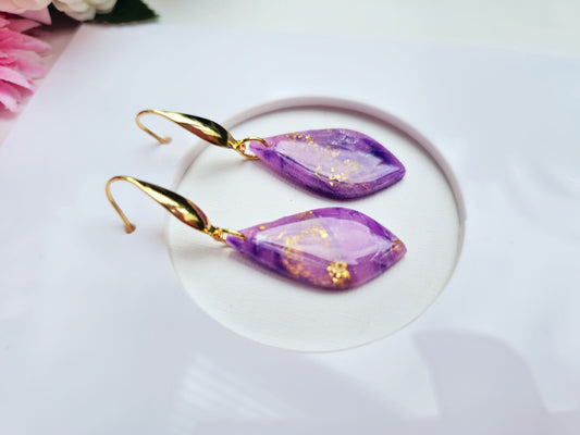 Teardrop Earrings, Clay Marble Earrings, Polymer Clay Earrings, Statement Earrings, Faux Stone, Purple Earrings, Handmade earrings, Elegant