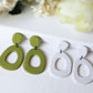 Large Statement Earrings, Dangle Earrings, Statement Earrings, Polymer Clay Earrings, Spring Earrings, Modern Earrings, Green, White
