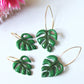Monstera Leaf Earrings, Leaf Hoops, Polymer Clay Earrings, Leaf Earrings, Green, Nature, Plant Earrings, Clay Earrings, Earrings, Handmade