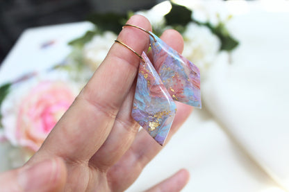 Statement Earrings, Modern Dangle Earrings, Teardrop Earrings, Clay Marble Earrings, Polymer Clay Earrings, Faux Stone, Handmade earrings