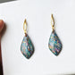 Polymer Clay Earrings, Marble Earrings, Dangle, Statement Earrings, Modern Earrings, Teardrop, Dark Green Earrings, Faux Stone, Handmade