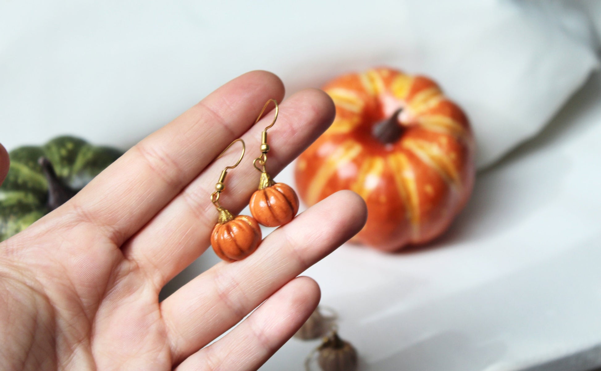 Pumpkin Earrings, Polymer Clay Earrings, Pumpkin Dangle Earrings, Autumn Earrings, Halloween Earrings, Clay Earrings,Handmade,Gift for her