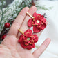 Christmas Flower Earrings, Flower Earrings, Red Flower Earrings, Clay Earrings, Floral Earrings, Christmas Earrings, Statement, Handmade