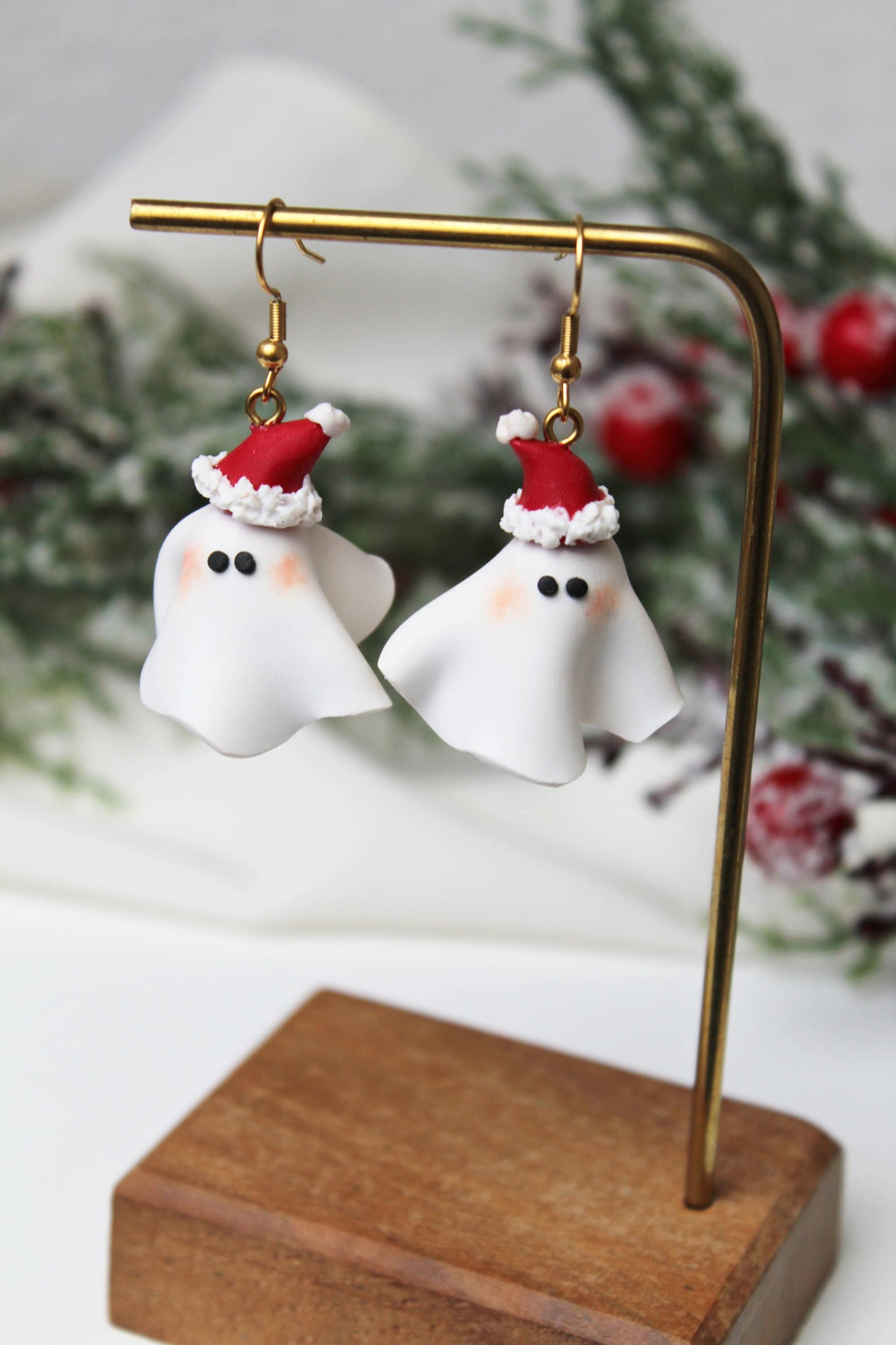 Christmas Earrings, Ghost Earrings, Polymer Clay Earrings, Cute