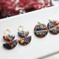 Statement Earrings, Marble Earrings, Blue, Red, Golden, Polymer Clay Earrings, Christmas Party, Elegant Earrings, Clay Earrings, Handmade