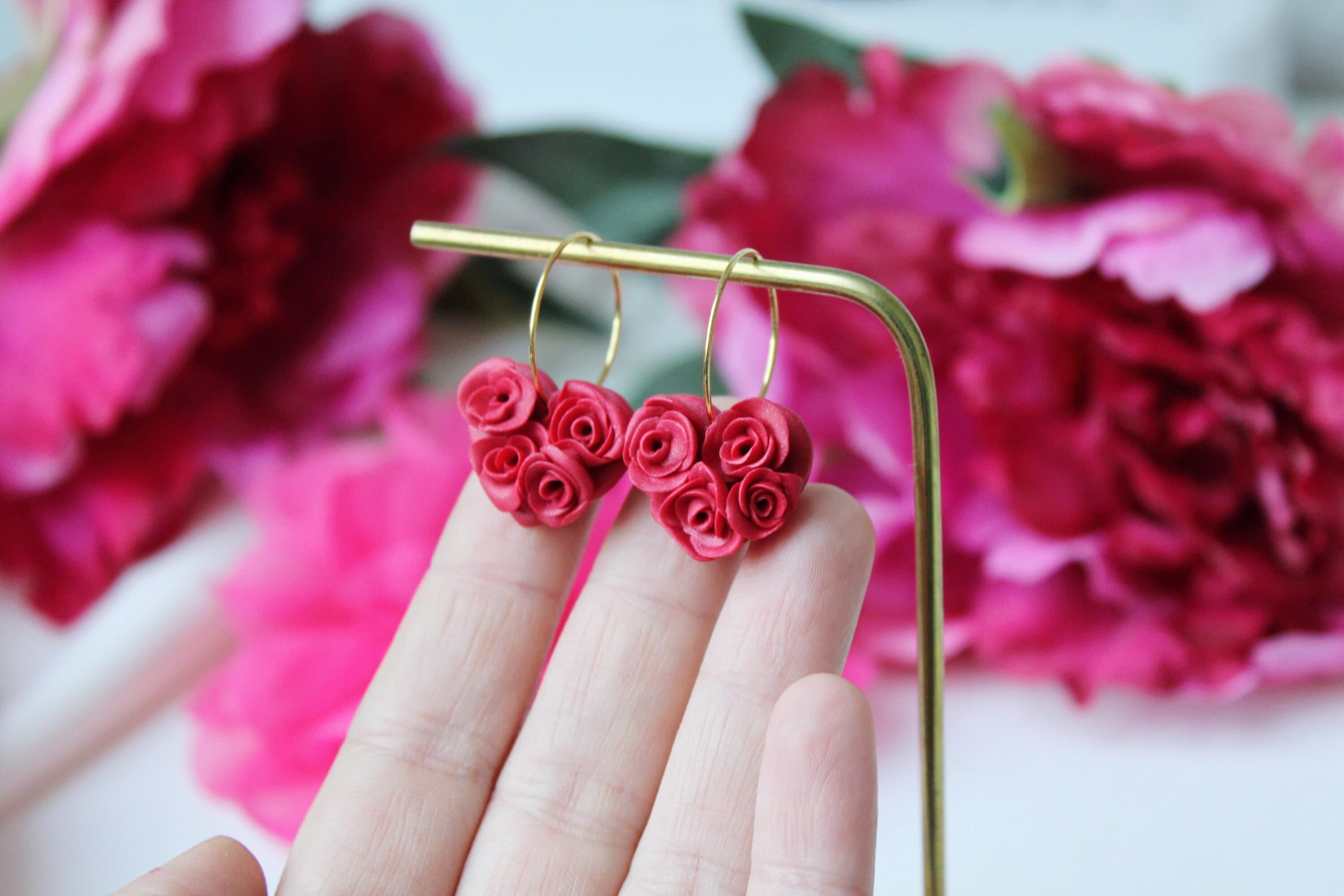 Heart Earrings, Valentines Earrings, Rose Hoop Earrings – Studio Niani