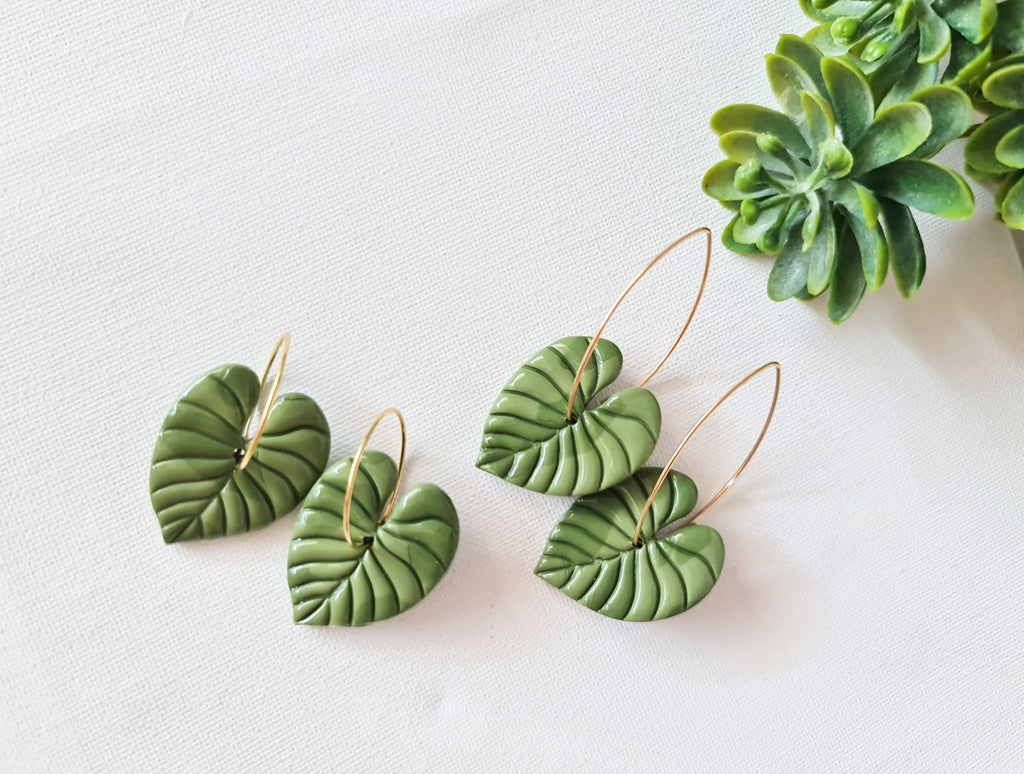 Leaf earrings, Polymer Clay earrings, Nature gift, plant earrings