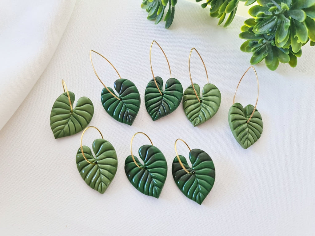 Leaf earrings, Polymer Clay earrings, Nature gift, plant earrings