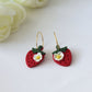 Lemon and Strawberry Hoops, Polymer Clay Earrings, Spring Summer Earrings, 18K gold plated - Studio Niani