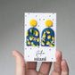 Lemon Earrings, Yellow and Navy Blue Handmade Earrings, Polymer Clay Earrings - Studio Niani