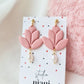 Lotus Flower Earrings, Polymer Clay Earrings with Natural Pearl, Dusty Pink - Studio Niani