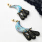 Moon and Galaxy Earrings, Hand Painted Crescent Earrings, Polymer Clay Earrings, 18 K gold plated studs - Studio Niani