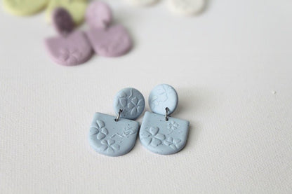 Pastel Polymer Clay Earrings, Floral Texture, Spring, Summer - Studio Niani