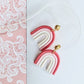 Pink Rainbow Earrings, Polymer Clay Earrings, Minimalistic, 18k gold plated ball studs - Studio Niani