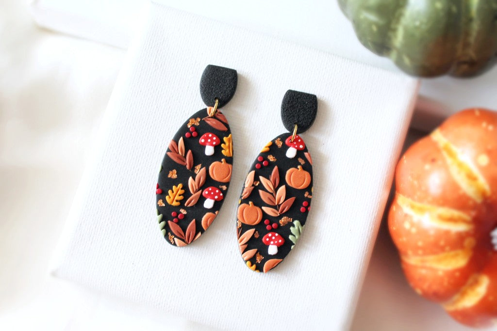 Black polymer 2024 clay earrings