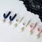 Polymer Clay Stud Earrings, Elegant Earrings, Huggie Earrings with Freshwater Pearl - Studio Niani