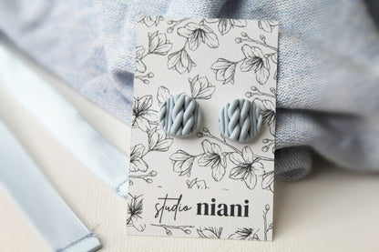 Polymer Clay Stud Earrings, Sweater Stud Earrings, Knitted Earrings, Earring Stud Pack - Studio Niani