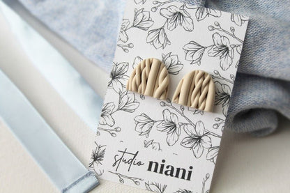 Polymer Clay Stud Earrings, Sweater Stud Earrings, Knitted Earrings, Earring Stud Pack - Studio Niani