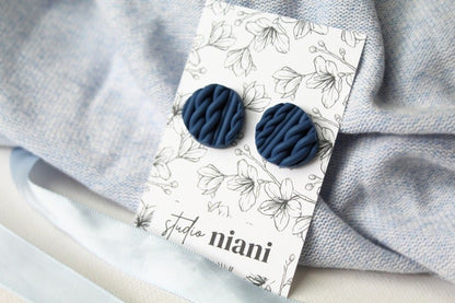 Polymer Clay Stud Earrings, Sweater Stud Earrings, Knitted Earrings, Earring Stud Pack - Studio Niani
