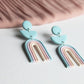 Rainbow Earrings, Blue Statement Earrings, Polymer Clay Earrings, Light Blue, Pastel Pink - Studio Niani
