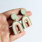 Rainbow Earrings, Every Day Boho Earrings, Polymer Clay Earrings, Minimalistic, Olive Color - Studio Niani