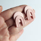 Rainbow Polymer Clay Earrings, Pink Statement Studs, Pastel Earrings Studs - Studio Niani