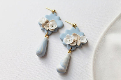 Romantic Flower Earrings, Polymer Clay Earrings, Statement Elegant Earrings - Studio Niani