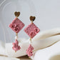 Rose Dangle Earrings, Polymer Clay Earrings with Freshwater Pearls, Stainless Steel Studs, Dusty Pink - Studio Niani