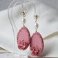 Rose Earrings, Floral Earrings, Polymer Clay Earrings with Freshwater Pearls - Studio Niani