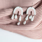 Statement Rainbow Earrings, Pink Rainbow with Rain Drops, Polymer Clay Earrings - Studio Niani