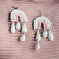Statement Rainbow Earrings, Pink Rainbow with Rain Drops, Polymer Clay Earrings - Studio Niani