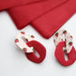 Strawberry Earrings, Chain Link Earrings, Polymer Clay Earrings, Pink Checkerboard - Studio Niani