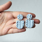 Sweater Earrings, Knitted Polymer Clay Earrings, Navy Blue, Light Blue and Beige - Studio Niani